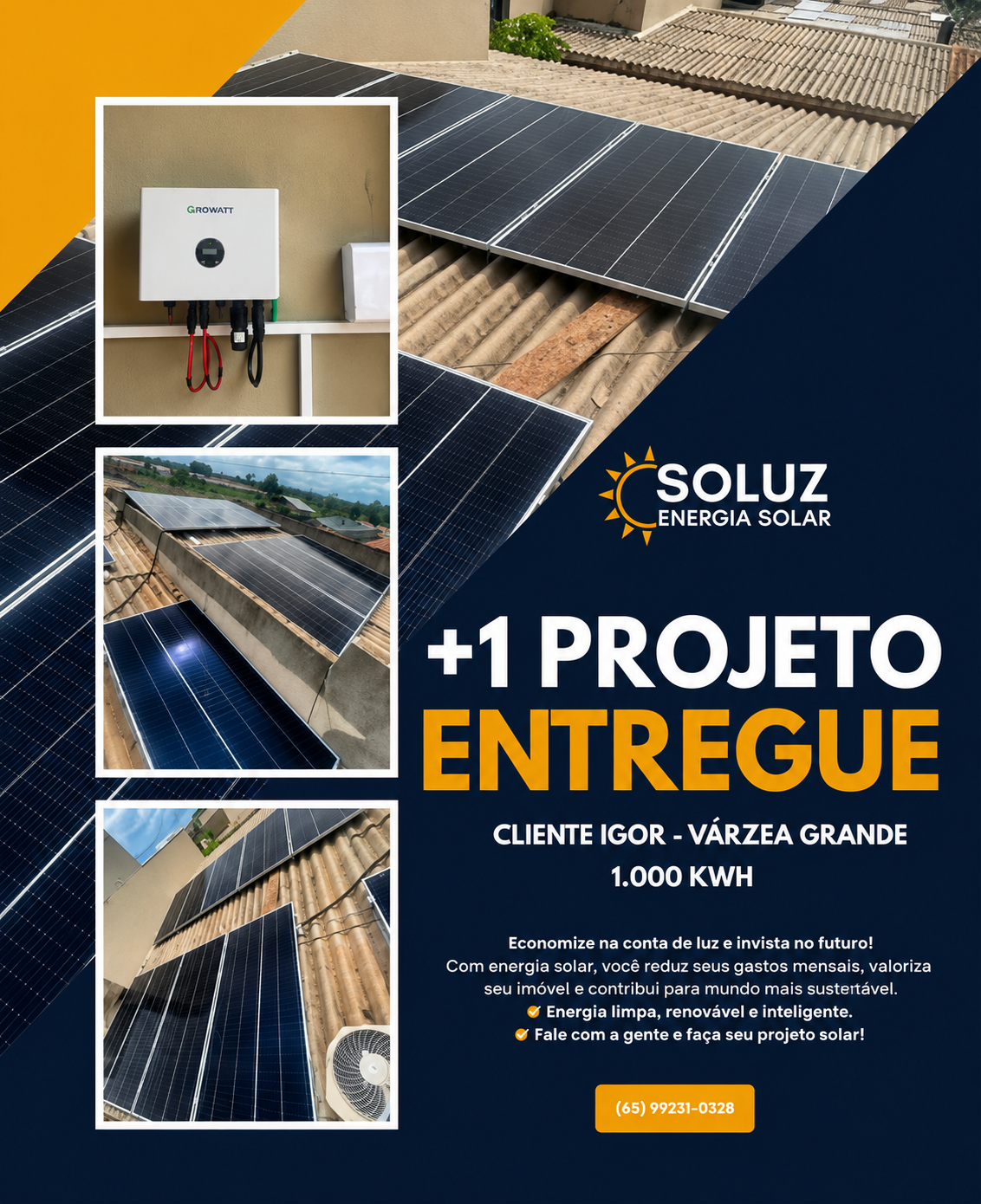 +1 Projeto entregue — Cliente Igor (1.000 kWh)