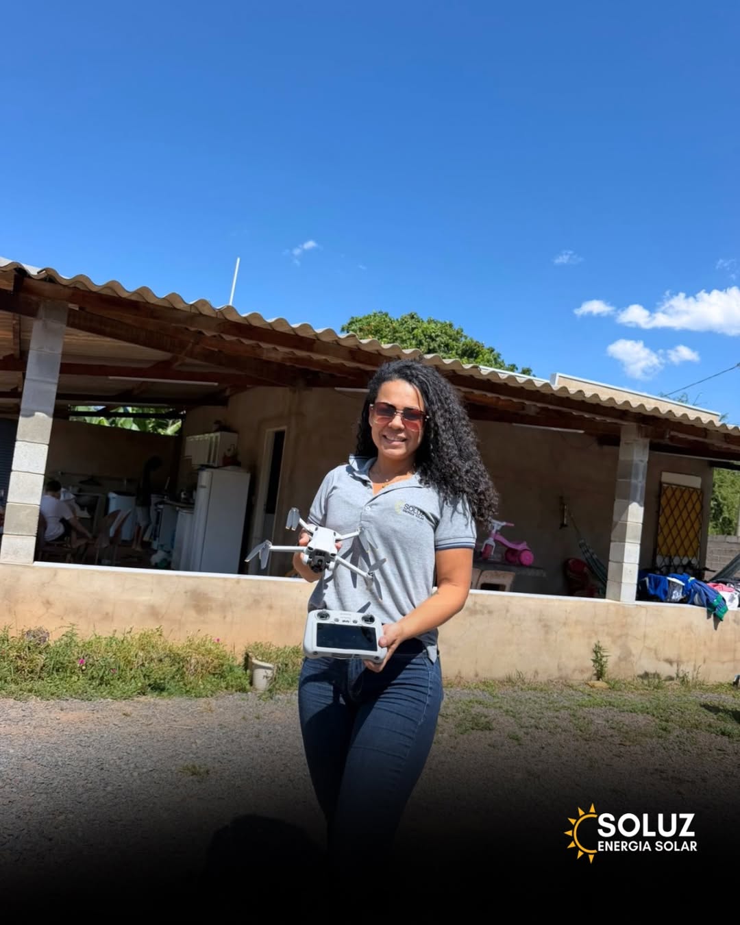 Day Silva em visita técnica com drone